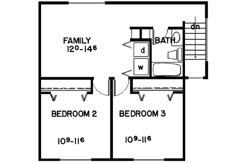 Home Plan - Floor Plan - Upper Floor for Contemporary House Plan #60-854 - 3 bed, 2 bath