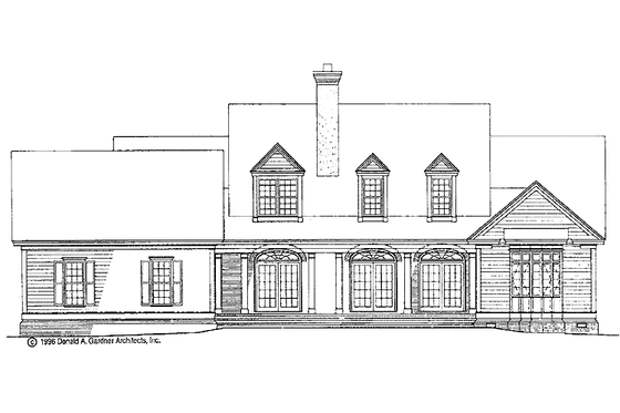 Exterior - Rear Elevation for Classical House Plan #929-257 - 3 bed, 2.5 bath