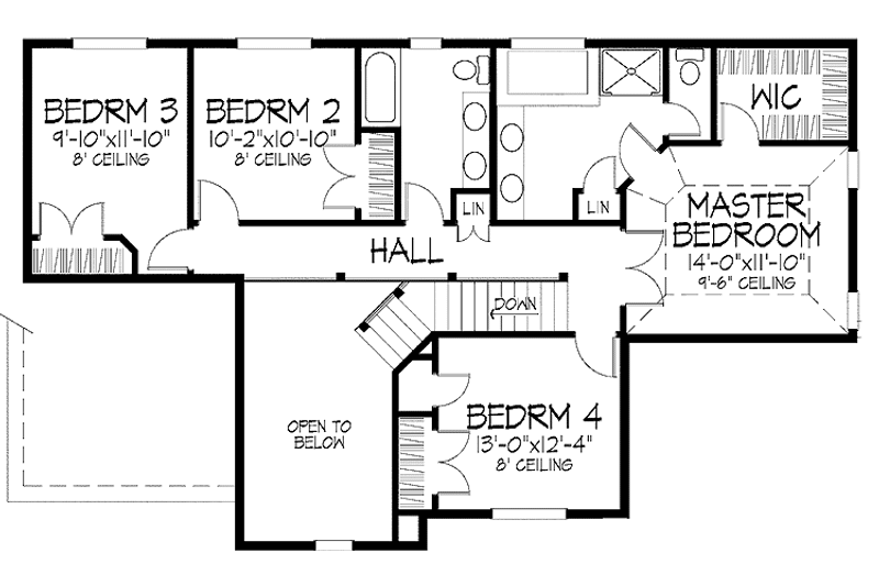 Architectural House Design - Floor Plan - Upper Floor for European House Plan #51-843 - 4 bed, 2.5 bath