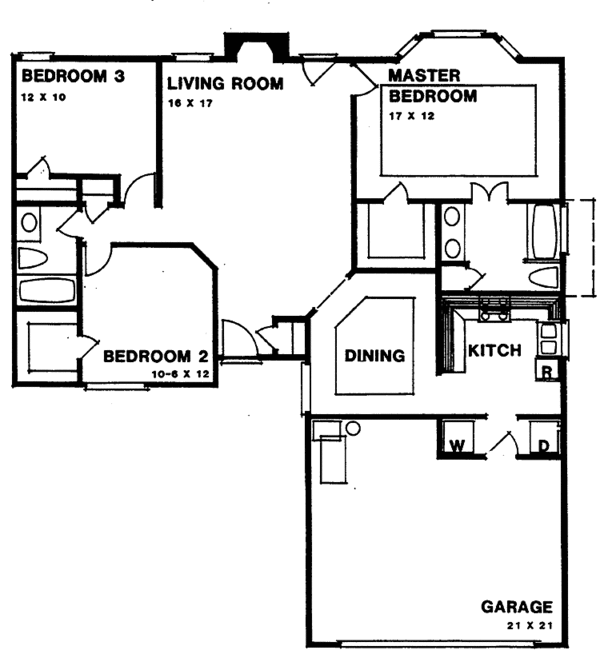 House Blueprint - Ranch Floor Plan - Main Floor Plan #30-212