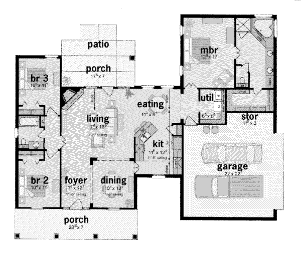 Southern Floor Plan - Main Floor Plan #36-325