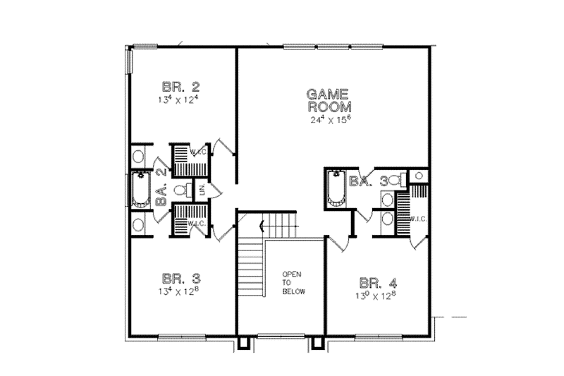 Home Plan - Floor Plan - Upper Floor for Colonial House Plan #472-332 - 4 bed, 3.5 bath