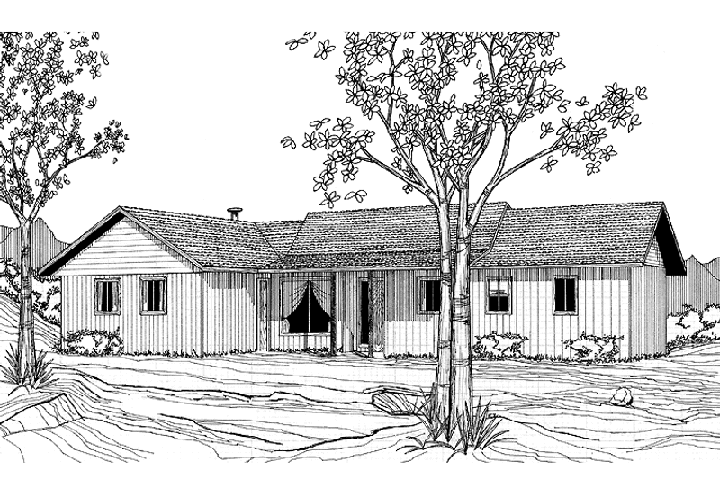 Home Plan - Exterior - Front Elevation 3 for Ranch House Plan #60-877 - 4 bed, 2.5 bath