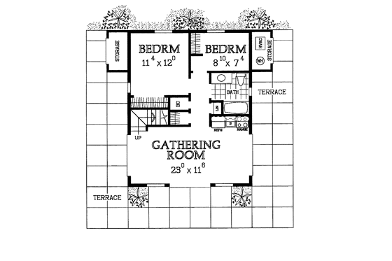 Floor Plan - Main Floor for Contemporary House Plan #72-1015 - 2 bed, 1 bath