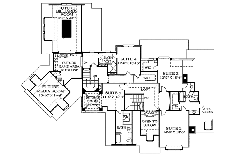 Home Plan - Floor Plan - Upper Floor for Country House Plan #453-468 - 5 bed, 4 bath