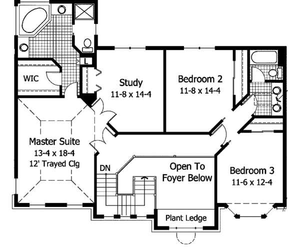 House Design - Traditional Floor Plan - Upper Floor Plan #51-941