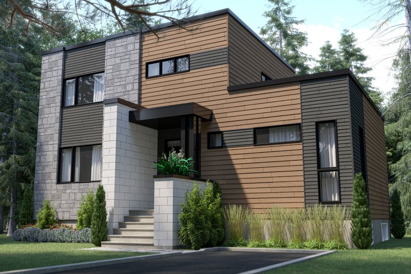 House Blueprint - Exterior - Front Elevation 3 for Contemporary House Plan #23-2796 - 4 bed, 2.5 bath