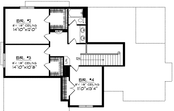 Colonial Floor Plan - Upper Floor Plan #70-627
