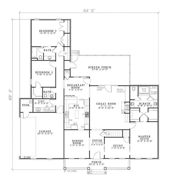Traditional Floor Plan - Main Floor Plan #17-1036