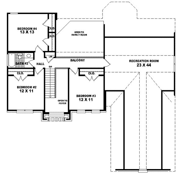 Traditional Floor Plan - Upper Floor Plan #81-524