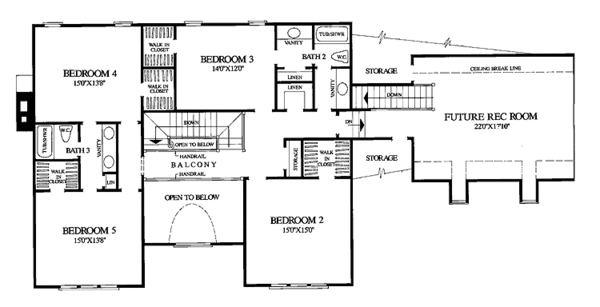 House Design - Colonial Floor Plan - Upper Floor Plan #137-304