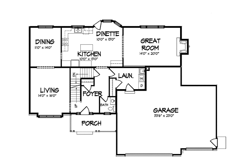 Architectural House Design - Floor Plan - Main Floor for Country House Plan #320-1040 - 3 bed, 2.5 bath