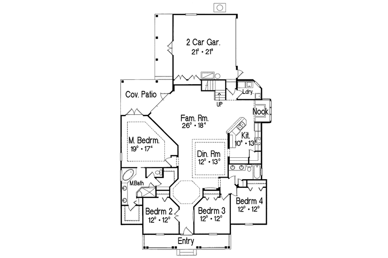 House Blueprint - Floor Plan - Main Floor for Country House Plan #417-750 - 4 bed, 2 bath
