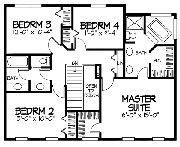 Home Plan - Colonial Floor Plan - Upper Floor Plan #320-874