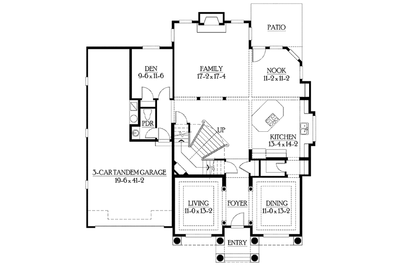 Home Plan - Floor Plan - Main Floor for Prairie House Plan #132-436 - 4 bed, 2.5 bath
