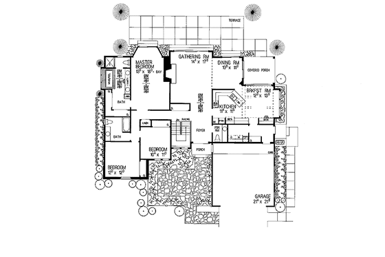 Floor Plan - Main Floor for Ranch House Plan #72-849 - 3 bed, 2.5 bath