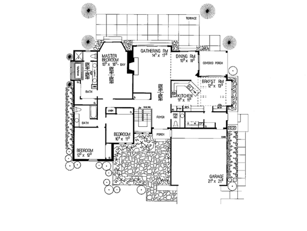 Architectural House Design - Ranch Floor Plan - Main Floor Plan #72-849