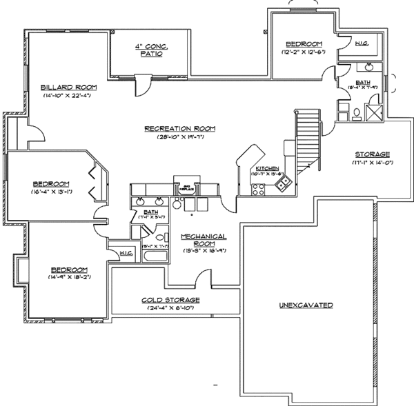 Architectural House Design - Contemporary Floor Plan - Lower Floor Plan #945-30