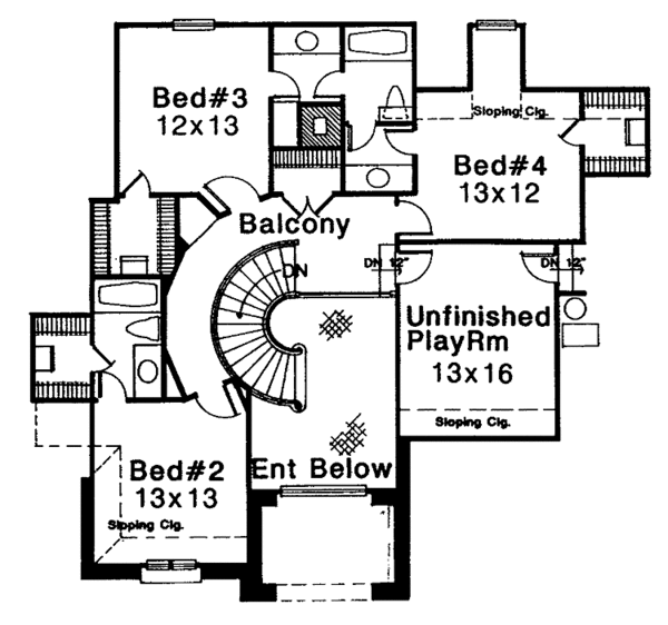 Home Plan - Colonial Floor Plan - Upper Floor Plan #310-1031