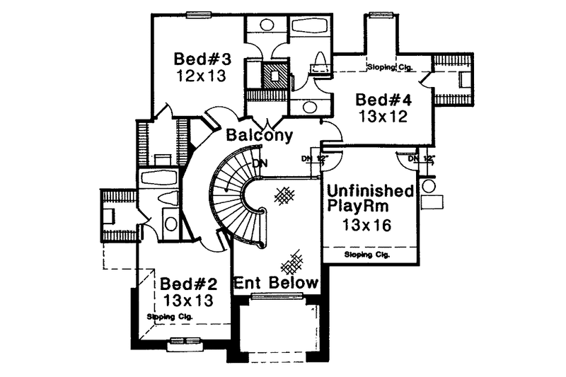 Architectural House Design - Floor Plan - Upper Floor for Colonial House Plan #310-1031 - 4 bed, 3.5 bath