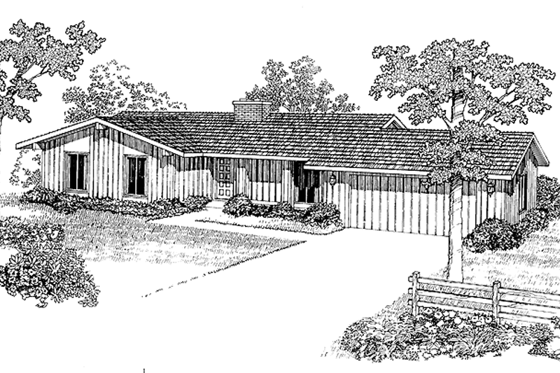 House Blueprint - Exterior - Front Elevation 3 for Ranch House Plan #72-638 - 3 bed, 2 bath