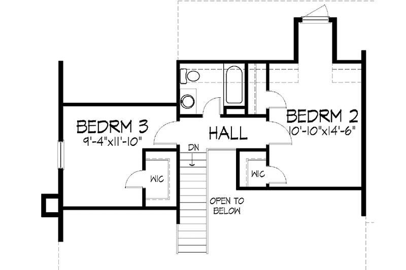 Home Plan - Floor Plan - Upper Floor for Country House Plan #320-897 - 3 bed, 2 bath