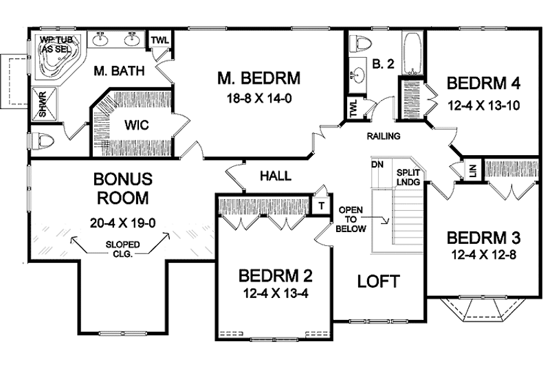 Home Plan - Floor Plan - Upper Floor for Traditional House Plan #328-338 - 4 bed, 2.5 bath