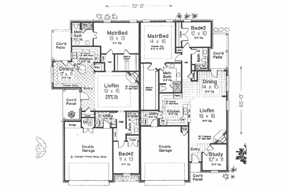 Floor Plan - Main Floor for Traditional House Plan #310-454 - 2 bed, 2 bath