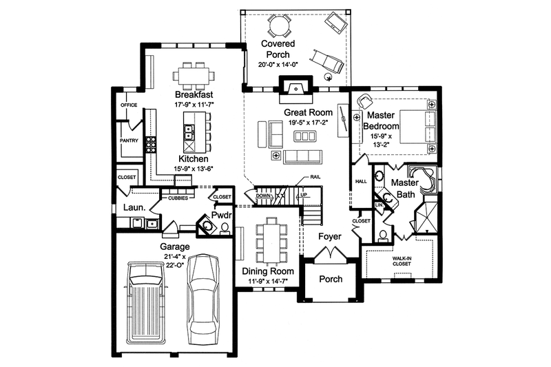 Architectural House Design - Floor Plan - Main Floor for Traditional House Plan #46-863 - 4 bed, 3.5 bath