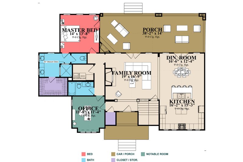 Home Plan - Floor Plan - Main Floor for Craftsman House Plan #63-424 - 3 bed, 3 bath