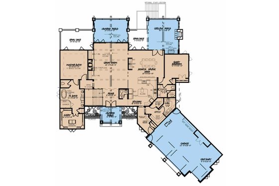 Floor Plan - Main Floor for Craftsman House Plan #923-43 - 4 bed, 4.5 bath