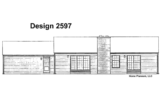 Exterior - Rear Elevation for Ranch House Plan #72-661 - 3 bed, 2 bath