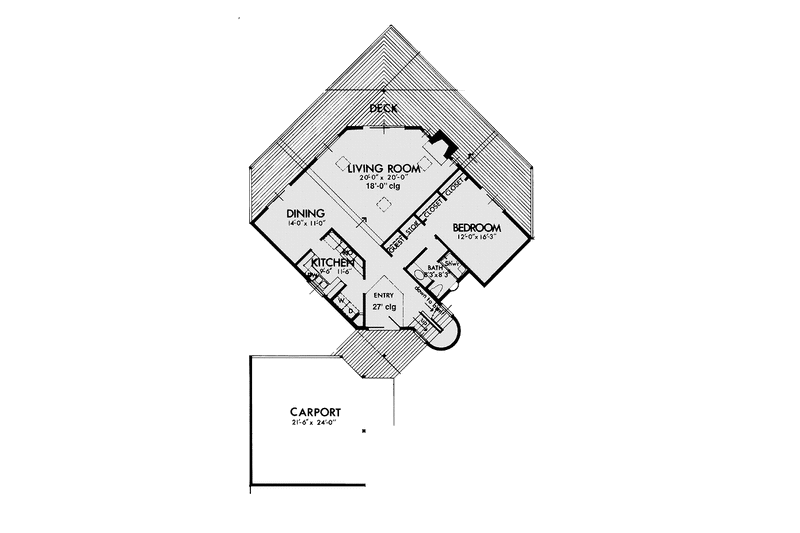 Dream House Plan - Floor Plan - Main Floor for Contemporary House Plan #320-1018 - 3 bed, 2 bath
