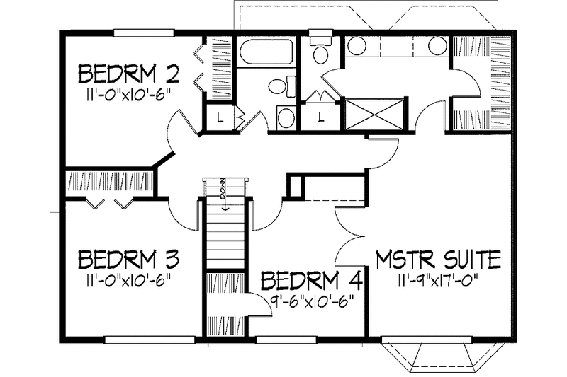Dream House Plan - Floor Plan - Upper Floor for Tudor House Plan #51-754 - 3 bed, 2.5 bath
