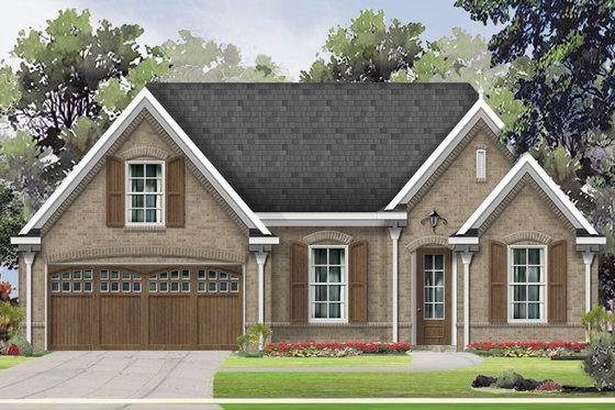 Exterior - Front Elevation for European House Plan #424-410 - 3 bed, 2 bath