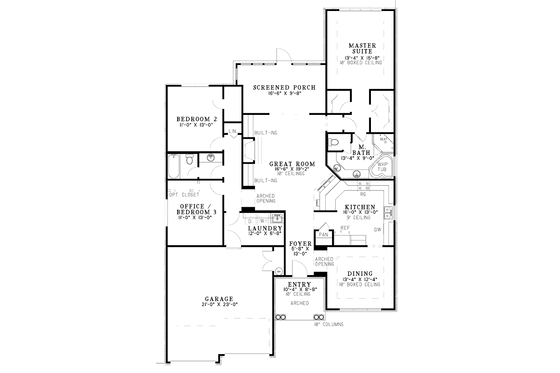 Floor Plan - Main Floor for Country House Plan #17-2944 - 3 bed, 2 bath