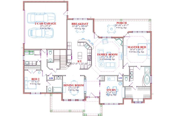 Floor Plan - Main Floor for Traditional House Plan #63-285 - 4 bed, 3.5 bath