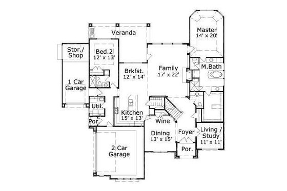 Floor Plan - Main Floor for European House Plan #411-640 - 4 bed, 3.5 bath