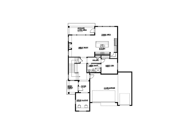 Dream House Plan - Floor Plan - Main Floor for Farmhouse House Plan #569-53 - 5 bed, 3 bath