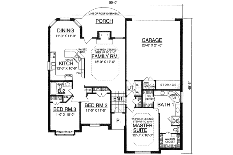Home Plan - Floor Plan - Main Floor for Traditional House Plan #40-325 - 3 bed, 2 bath