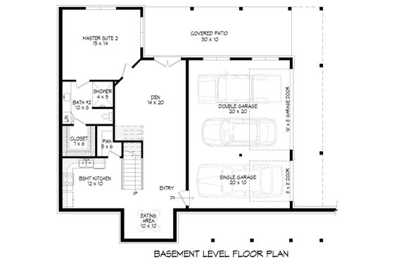 Floor Plan - Lower Floor for Southern House Plan #932-919 - 4 bed, 3 bath