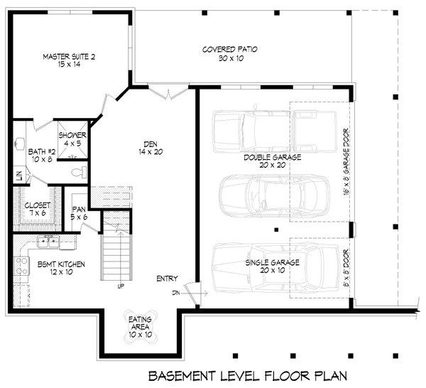 Southern Floor Plan - Lower Floor Plan #932-919