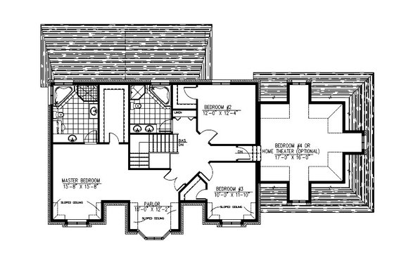 Floor Plan - Upper Floor for European House Plan #138-337 - 3 bed, 2.5 bath