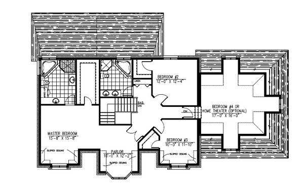 European Floor Plan - Upper Floor Plan #138-337