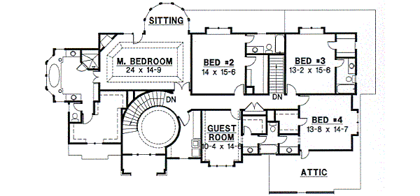 European Floor Plan - Upper Floor Plan #67-620