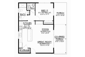 Floor Plan - Main Floor for Modern House Plan #1064-211 - 1 bed, 1 bath