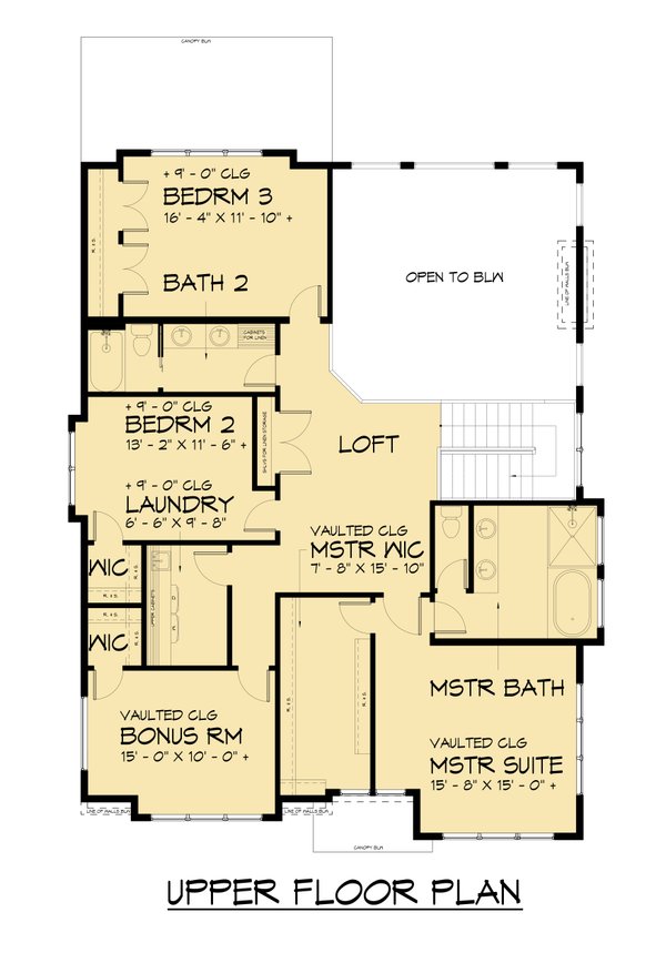 Contemporary Floor Plan - Upper Floor Plan #1066-281