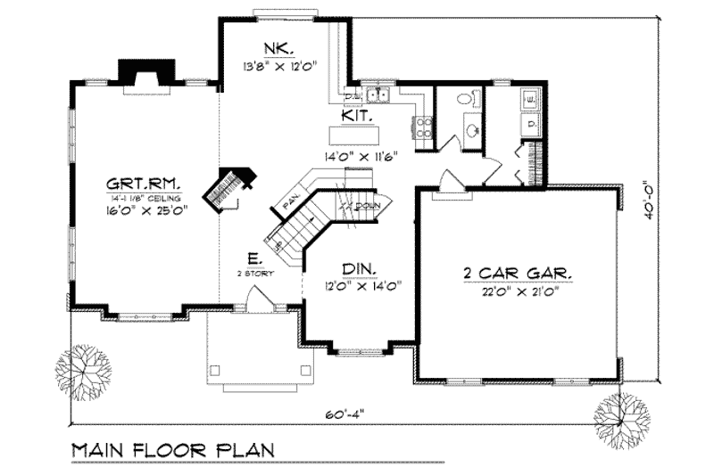 Home Plan - Floor Plan - Main Floor for Traditional House Plan #70-333 - 3 bed, 2.5 bath