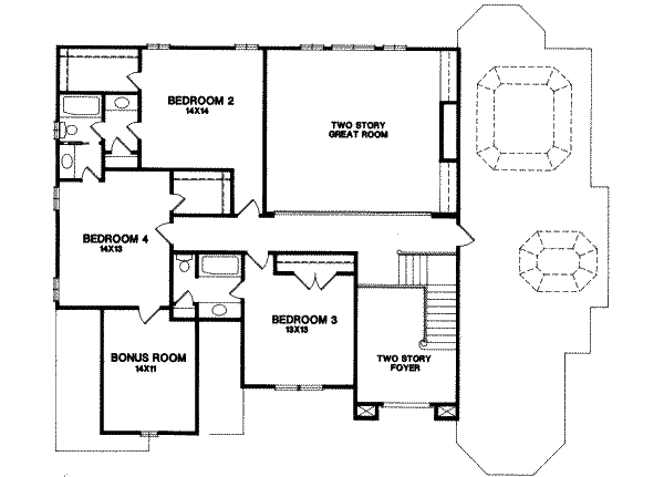 European Floor Plan - Upper Floor Plan #129-161