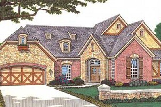 Exterior - Front Elevation for European House Plan #310-599 - 2 bed, 2 bath
